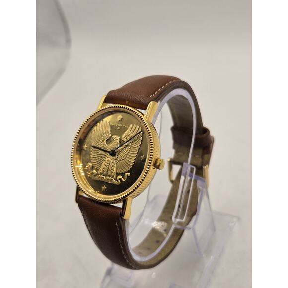 THE FRANKLIN MINT AMERICAN EAGLE DIAL SWISS WATCH 1986. MINT. New Battery - Picture 7 of 8